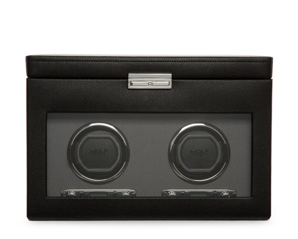 Classic Double Watch Winder with Storage