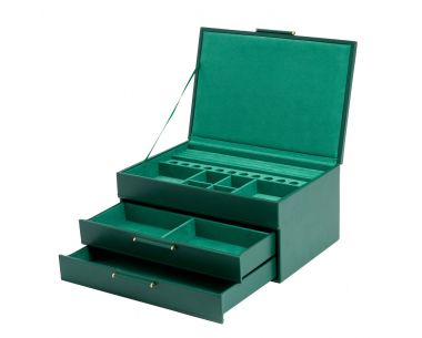 Aqua WOLF Stackables Mini 3-Tray Faux Leather Jewelry Box 