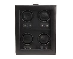 Heritage 4 piece Watch Winder in Black. Image displaying the front of the winder.