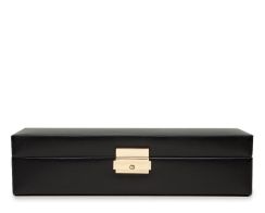 Heritage Safe Deposit in Black. Box positioned forward facing with the lid closed.
