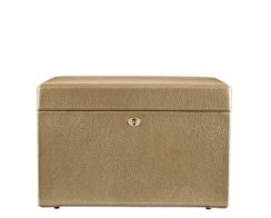 Heritage London Medium Jewellery Box in gold &ndash; closed front view with gold lock
