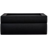 Black Heritage watch box with glass display lid, front view.