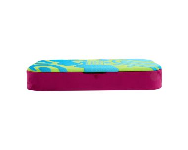 Bea Bongiasca Medium Tray in green, purple and blue, shown closed with a colourful abstract exterior.