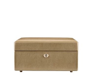 Heritage London Small Jewellery Box in gold – closed front view with lock