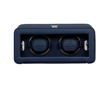 Navy Heritage Windsor double watch winder with two watch holders, front view.