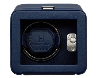 Navy Heritage Windsor single watch winder with cover, front view.