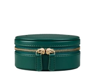 WOLF x Fiona Howard Sophia Round Zip Case closed exterior - Forest Green Fruit Botanical
