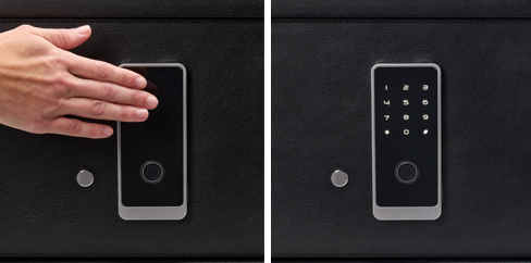 The Den keypad in use with hand over the top The Den keypad in use with hand over the top